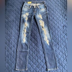 Machine Pour Neuf Mode Studded/Bedazzled Jeans Sz 28